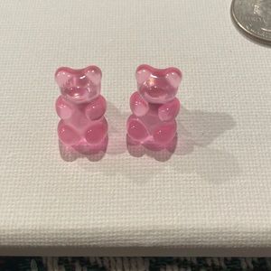 NWOT pink stud gummy bear earrings